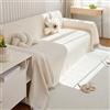 VanderHOME Copridivano Super Soffice, Plaid divano Decorativa a Motivi Moderni in cotone Waffle con Frangia per Divano/Letto/Esterno, Copriletto Multiuso Divano 180 * 130cm-Bianco crema