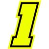 4R Quattroerre.it 13381 Numero Racing 1 Moto GP, Giallo Fluo, 10 x 7 cm