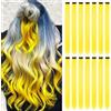 Beamely 16 extension con clip per capelli, colore, ciocche colorate per capelli lisci e lunghi sintetici, resistenti al calore, per feste, accessori per capelli da ragazza (22 pollici, giallo)