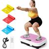 SoftGym Pedana vibrante per drenaggio linfatico, supporto vibrante con capacità di 204 kg, per allenamento su tutto il corpo, con fasce di resistenza, regalo per donne e uomini, rosa