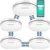 Aroha Smart Connect & Link Rilevatore di Fumo Collegabile e WiFi - Batteria da 10 Anni, Sensore Fumo WiFi Con App Tuya & Smartlife - Allarme Anticendio - 5 pezzi