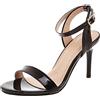MJIASIAWA Donna Vernice Tacco A Spillo Sandali Moda Con Cinturino Alla Caviglia Punta Aperta Festa Vestito Eleganti Tacco Alto Scarpe Fibbia Nero Numero 33 EU
