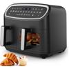 Gidgimo Friggitrice ad aria dual zone da 10 litri con finestra di visualizzazione, touch screen LED, tempo/temperatura regolabile - Friggitrice compatta mini forno - Black