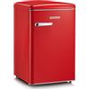 Severin rks 8830 mini frigorifero retrò 108l, frigorifero piccolo e silenzioso con diversi scomparti, congelatore 13l e portabottiglie, 37 db, classe energetica d, rosso