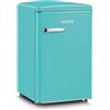 Severin rks 8834 mini frigorifero retrò 108l, frigorifero piccolo e silenzioso con diversi scomparti, congelatore 13l e portabottiglie, 37 db, classe energetica d, turchese