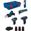 Bosch professional bosch kit 0615990n1d (gsr 12v-15 + gop 12v-28 + gdr 12v-105 + gsa 12v-14 + gli 12v-300 + 3 x 2,0 ah + gal 12v-40 + l-boxx xl) 4059952660431