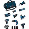 Bosch professional bosch kit bmkb9-28cd3 (gsr12v-15+gtb12v-11+gdr12v-105+gws12v-76+gst12v-70+gop12v-28+gsa12v-14+gli12v-80+gho12v-20+3x2,0ah) 0660989125905