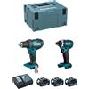 Makita set di 2 macchine dlx2127tj1 18v 5.0ah - cacciavite a percussione ddf482 - cacciavite a percussione dtd152 0088381839815