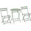 Outsunny Set da Giardino 3 Pezzi Pieghevoli in Acciaio, 2 Sedie 42x50x81 cm e Tavolino Ø60x71 cm, Verde