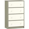 HOMCOM Armadio Moderno 4 Cassetti Pieghevoli con Maniglie Doppie, Credenza in Legno, Acciaio e Tessuto, 58x30x91 cm, Bianco e Grigio | Aosom Italy