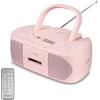 MEDION E65010 Radio Stereo (Lettore CD, Cassette, connessione USB, Ingresso Audio AUX, Riproduzione MP3. Radio FM PLL, Memoria 40 stazioni, Funzionamento a Batteria, Telecomando) Rosa