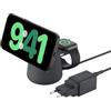 Belkin BoostCharge Pro Dock di ricarica wireless 2 in 1 con MagSafe 15 W, caricabatteria rapido per iPhone, stand compatibile con iPhone 16, 15, 14, 13 e 12, Carbone