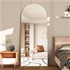 NEUWEABY Specchio da pavimento ad arco 165 x 60cm con specchio a figura intera con supporto, grande specchio a tutto il corpo da appendere o appoggiato alla parete per camera da letto, Oro