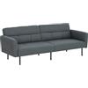 HOMCOM Divano Letto 3 Posti 2 in 1 Clic Clac Reclinabile con Braccioli, Divano 3 Posti Imbottito Trasformabile in Tessuto e Legno per Soggiorno e Salotto, 200x77x72 cm, Grigio
