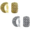 Bling Jewelry Set di due orecchini a clip a mezza cerchio larghi con girasole intagliato per donne senza orecchie forate, placcati in argento ossidato e tono oro.