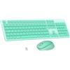 LeadsaiL Tastiera e Mouse Wireless, Kit Mouse e Tastiera Wireless per Computer USB 2,4 GHz, Full Size, Silenzioso, Ergonomico, Tastierino Numerico, Layout Italiana QWERTY per HP/Lenovo/Mac-Verde Menta