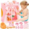 deAO Set Bambola con Armadio, Bambola 30 cm con Vestiti, Guardaroba e 15 Accessori Giocattolo Educativo per Bambine, Regalo 3+ Anni