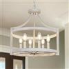 KMaiPem 6 Luci Shabby Bianco Lampadario Camera da Letto, Chic Classici Vintage Lampadari, Francese Fattoria Rustico Moderno Lampadario a Sospensione Soggiorno Convertibile Plafoniera Cucina