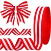XZEIT Nastri in grosgrain natalizi, 50 Yard × 20 MM Nastro A Righe Bianche Rosse, nastri a tema natalizio Nastro largo in raso di poliestere, per confezioni regalo di Natale, Matrimoni, creazione di fiocchi