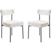 VEVOR Sedie in Stile Moderno di Metà Secolo Sherpa 545 x 500 x 795 mm Sedia Laterale Imbottita per Tavolo da Pranzo con Schienale Curvo e Gambe in Metallo Nero, 2 Pezzi, Seduta Comoda, Bianco
