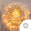 Wisdom Catena di luci 10 metri 100 MaxiLed Reflex Professionale prolungabile Bianco Caldo fisso e intermittente con cavo bianco da esterno Wisdom