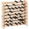 HOMCOM Portabottiglie in Legno di Pino, Cantinetta Vini con 8 Ripiani per 96 Bottiglie, 114x28x113.5 cm, Colore Legno