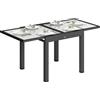 Outsunny Tavolo da Pranzo Allungabile da Giardino con Piano in Vetro e Alluminio, 80-160x80x75 cm, Nero e Trasparente | Aosom Italy