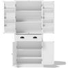 TG Electrical DE Moderno armadio contenitore, 4 ante e 1 cassetto, 6 vani portaoggetti e 4 ripiani regolabili, adatto per cucina, sala da pranzo e soggiorno, 80x40x182 cm, Bianco