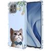 BORYA Cover per Xiaomi 11 Lite 5G NE/Xiaomi Mi 11 Lite, Transparent Morbida Silicone TPU Bumper Custodia, Ultra Sottile Antiurto Setoso Semplice Elegante Pattern Case, Fiori + gatto