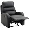 HOMCOM Poltrona Relax Reclinabile con Seduta Imbottita e Poggiapiedi, per Casa e Ufficio, in Ecopelle, 80x91x102 cm, Nera