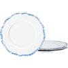 fanquare Piatti da Colazione in porcellana da 4 Persone, Piatto Rotondo con Foglie ed Erba Blu per Regalo e Casa, Piattino Piano Gourmet per Dolce, Frutta, Pane, Insalata, Antipasti 20cm (Stella blu)