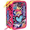 Mitama Astuccio Scuola 3 Scomparti, URBAN QUEEN, con pennarelli, matite, pastelli ecc..