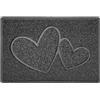 Nicoman Zerbino con doppio cuore in rilievo, cattura lo sporco, lavabile, con retro in gomma, colore: grigio scuro (retro in gomma impermeabile), piccolo (60 x 40 cm)
