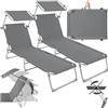 TecTake® 2 x Lettino, Lettino Pieghevole, Sedia a Sdraio per prendere il Sole, Sdraio da Giardino con Ombrello Parasole 190cm, Lettini prendisole pieghevoli - Grigio
