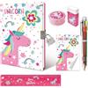 GINMLYDA Set di Diario Segreto Bambina, Rosa Unicorno Diario Segreto con Lucchetto Penna con 6 Colori Diversi Mini Bloc Notes Righello & Temperamatite, Bambini Kit Quaderni Ragazza Regalo Bambina 6-10 Anni