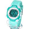 Juboos Orologio Bambina,con Cinturino Stampato e 7 Luci Colorate,Orologio Digitale Impermeabile per Bambini con Orecchie da Gatto per Ragazzo e Ragazza da 4 a 12 Anni (Verde Bianco)