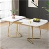 Wyibwy Tavolo da pranzo allungabile bianco con struttura in marmo, gambe del tavolo in metallo placcato oro, 140/180 * 80 cm, stile squisitamente lussuoso, tavolo da pranzo rettangolare