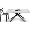 KONTE.DESIGN Tavolo FORTE DEI MARMI in legno, finitura bianco statuario e base in metallo nero, allungabile 140x90 cm - 220x90 cm
