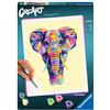 Ravensburger - CreArt, Elefante, Dipingere per Rilassarsi, Contiene una Tavola Prestampata e un Tracciato che Guida l'Attività, Hobby per Adulti e Ragazzi - Misure Tavola 24 x 30 cm