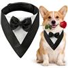 CENCERY Smoking per Cani con Papillon, Collare a Bandana da Matrimonio per Cani di Taglia Media, Costume da Cane per Matrimoni, fidanzamenti e Compleanni (Collo: 35-45 cm, Nero)
