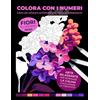 WhiteRaven Books Libro da colorare antistress per adulti e adolescenti: Colora con i numeri - Fiori su sfondo nero: Arte rilassante per ritrovare la calma e sviluppare la creatività