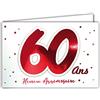Afie 69-2206 - Biglietto d'auguri per 60 anni, motivo: stelle che brillano su sfondo bianco; fornito con busta; formato biglietto chiuso 17 x 11,5 cm