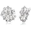 EVER FAITH Fiore Orecchini a clip per Donne Ragazze, Cristalli di Strass Trasparenti Floreali Clip On Fondo Argento