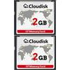 Cloudisk 2-Pack Compact Flash Card 2GB CF 2.0 Card Prestazioni per fotocamere DSLR, fotocamere digitali vintage e attrezzature industriali (2GB CompactFlash)