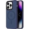 Mixroom - Cover Custodia Bumper Opaco per iPhone 15 PRO Max Compatibile con MagSafe Accessori Cerchio Magnetico Integrato Retro Semitrasparente Bordo Morbido in TPU Silicone Blu Scuro