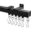 Hoeflife Binario per tenda da soffitto, binario per tenda da soffitto, divisorio o parete con ganci rotanti, perfetto per la privacy in stanze aperte (0,9-1,8 m, nero)