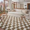HUGEAR Tappeto Salotto 160x230cm Pelo Lungo a Quadri Grande Marrone Bianco Morbido Tappeti Antiscivolo Moderno Camera da Letto Cucina Salotto Sala Scendiletto Esterno Bambina Bambini Tappeti