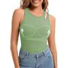 LEYSHE Canottiera da donna estiva alla moda, con reggiseno integrato, senza maniche, a costine, da donna, a maniche corte, camisole, verde, M