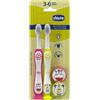 Chicco Spazzolino 3-6 Anni Colore Rosa e Giallo, 2 Pezzi
