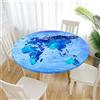 FANSU Tovaglia Rotonda Antimacchia Impermeabile con Bordo Elastico Adatto, Copertura Poliestere Moderna Lavabile Copritavolo per la Decorazione della Casa Cucina (Piatto Blu,Diametro 200cm)